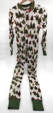 Lazy One Pajamas Womens Small White Graphic Christmas Trees Moose One Piece